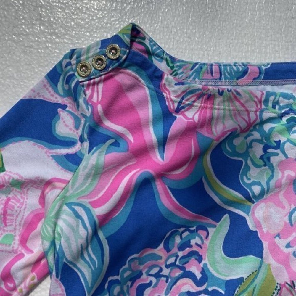 Lilly Pulitzer Sophie Peony For Your Thoughts Dress XXS Pink Blue Floral SPF - Picture 2 of 10